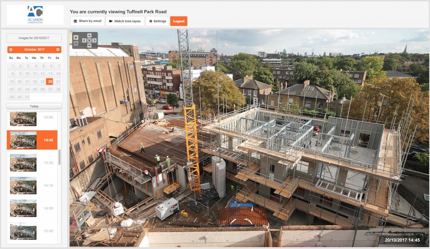 Example viewing platform showing a working construction site remotely