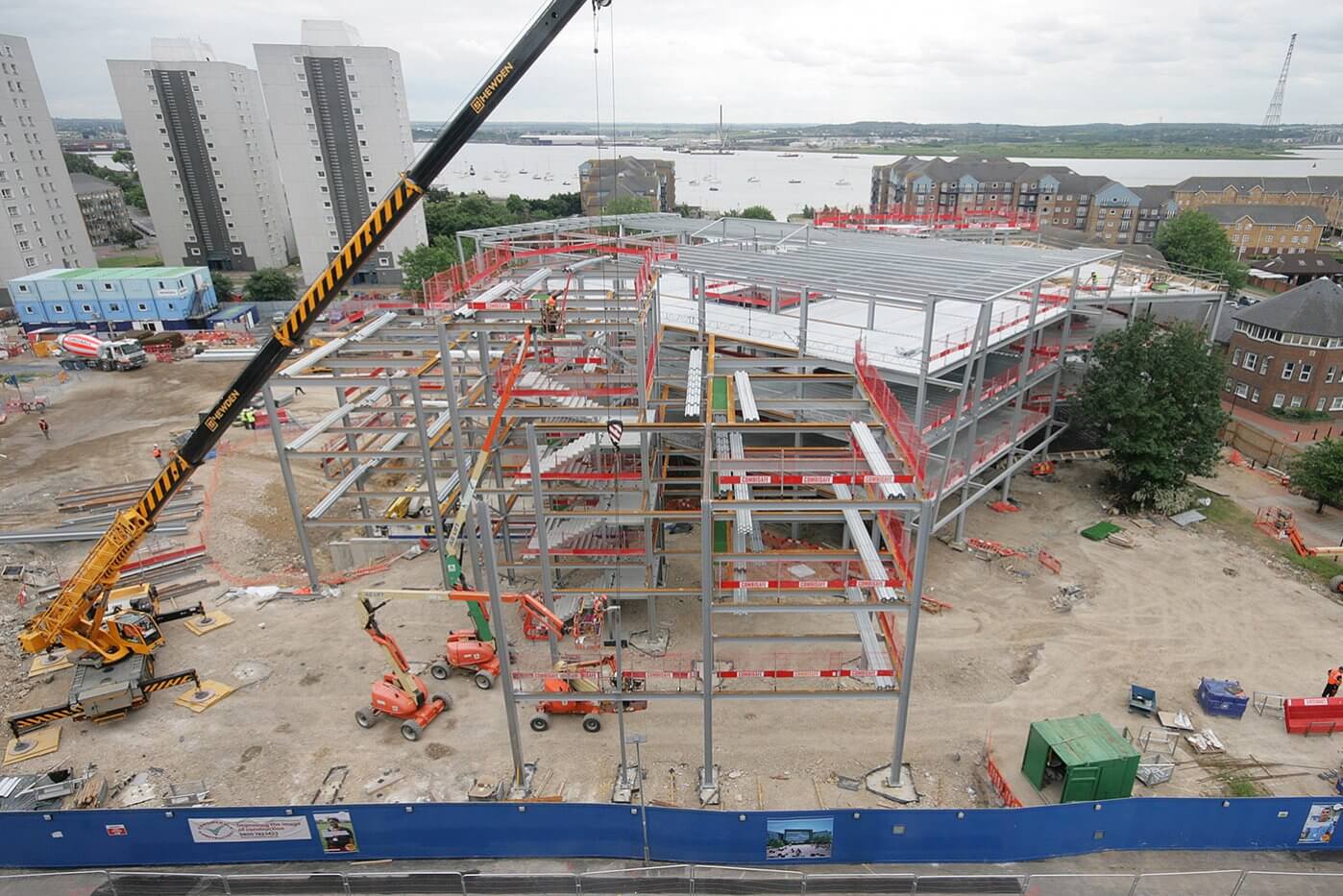 Elevated view over a higher education facility under construction