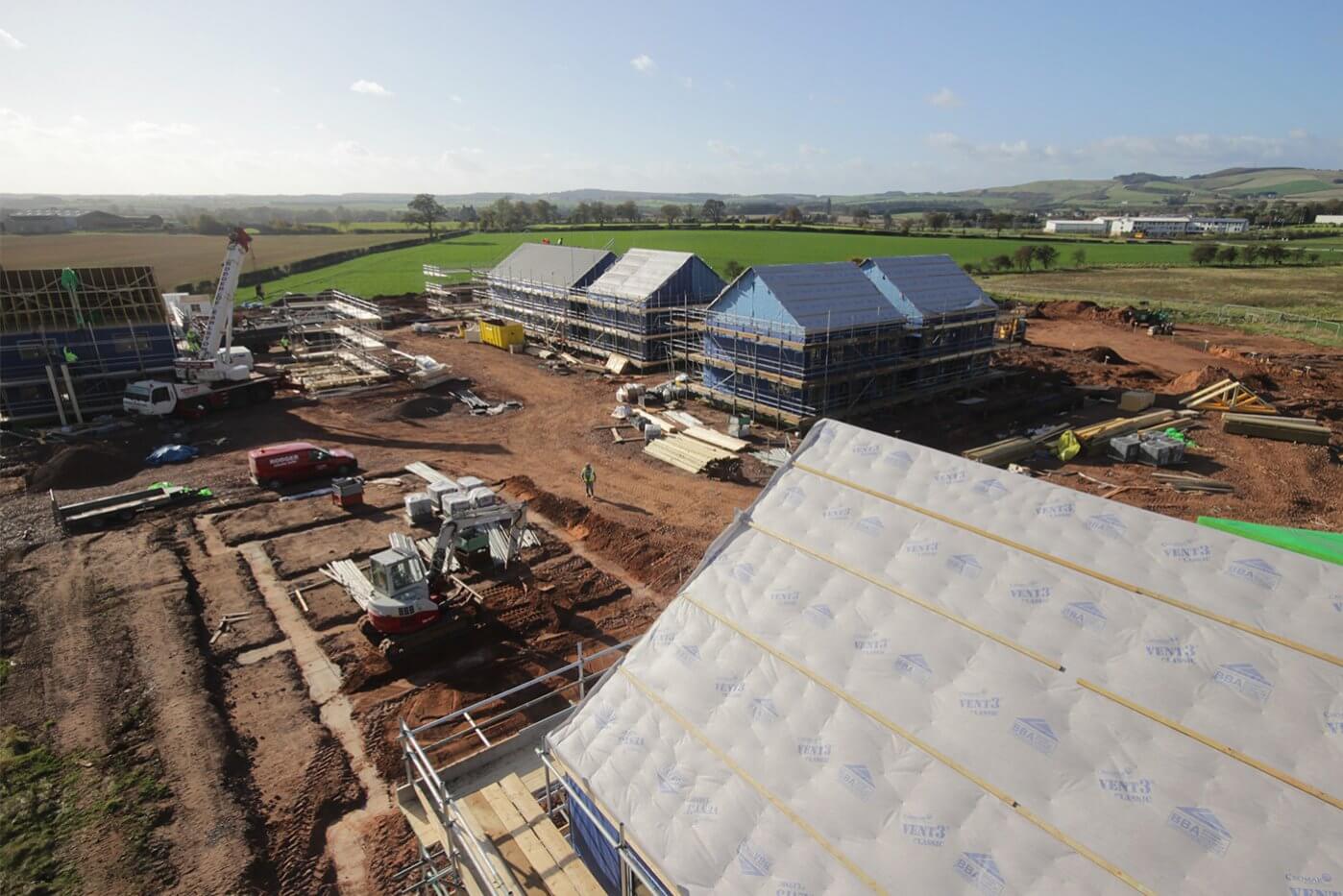 A modular housing development under construction